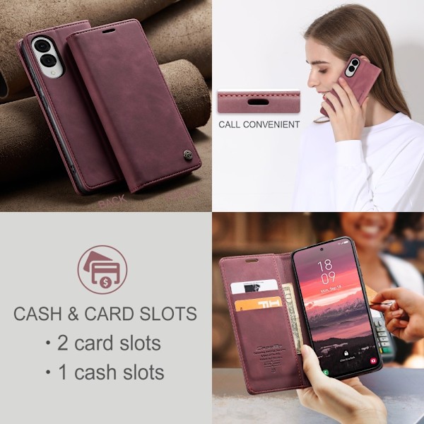 CASEME Retro Pung Taske til Samsung Galaxy S25 Edge Red