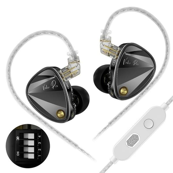 KZ Vader Pro Advanced Dynamic In-Ear-hodetelefoner Balansert lyd med mikrofon Black