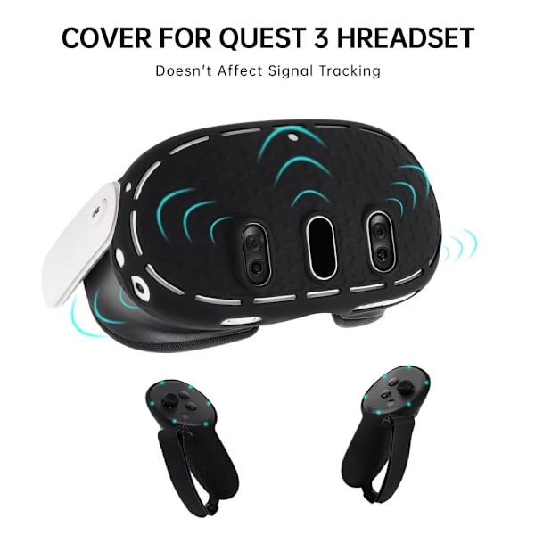 Meta Quest 3 VR Protective Shell -suojakuorelle, silikonisuojalle pölyltä putoamiselta Black