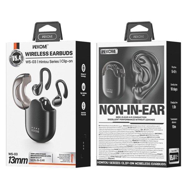 WEKOME Bluetooth Headset Semi-in-Ear trådløse hovedtelefoner - S Black