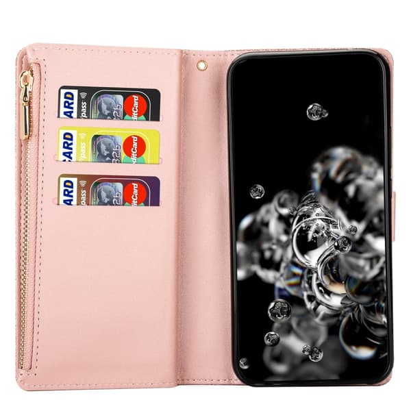 For Samsung Galaxy S25+ Etui Stjernehimmel Gravert Lommebokdeksel Pink gold