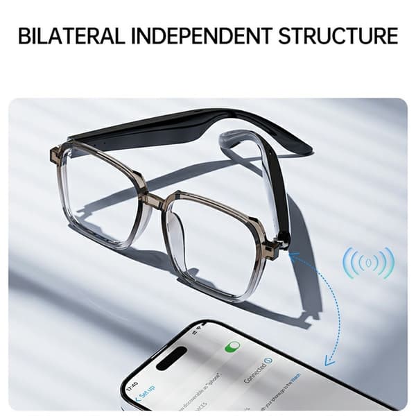 Smarte briller AI Bluetooth 6.0 156 språk Sanntidsoversettelse Oversetter Black