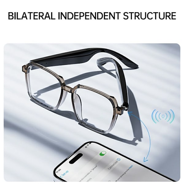 Smarte briller AI Bluetooth 6.0 156 sprog Realtidsoversættelse Oversætter Black