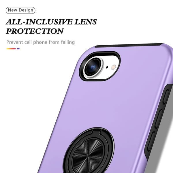 Till iPhone 17e / 16e Hybrid skal med Finger Ring - Lila Lila
