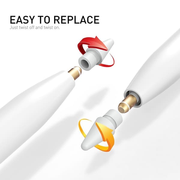 4 st. utbytesspetsar för Pencil Pro 1:a gen / USB-C / 2:a gen / 1:a gen Vit