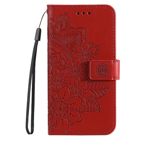 Til Xiaomi Redmi 14C Tegnebogsetui med Blomstermønster og Standerfunktion Red