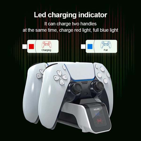 För PS5 Game Controller Laddningsbas Dual Gamepad Snabbladdning Svart