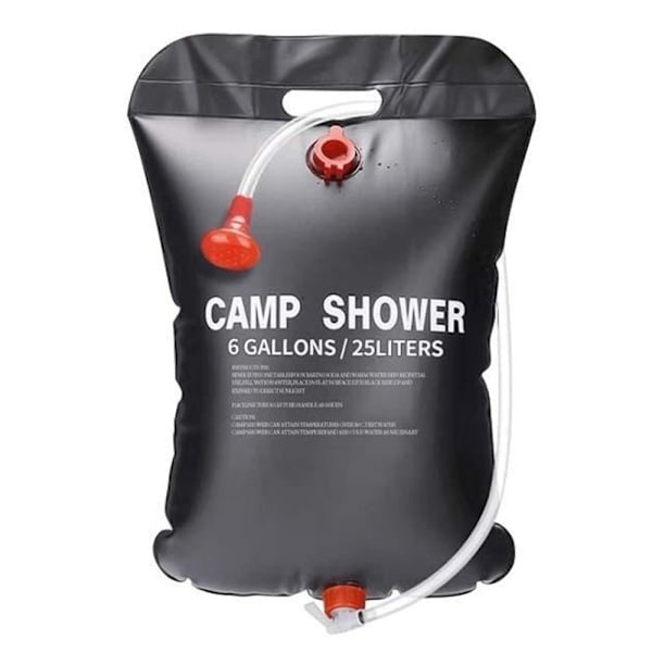 Utomhus Camping Travel Water Bag Dusch portabel duschväska Solvärme Duscha 25L Svart