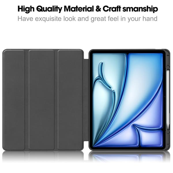 Etui for iPad Air 13 (2024) med Tri-fold Stativ, Tablettdeksel med Penneholder Red