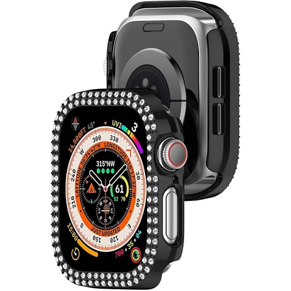 For A Watch Series 10 42mm Case Cover Frame Bling Rhinestone Decor - Black Black