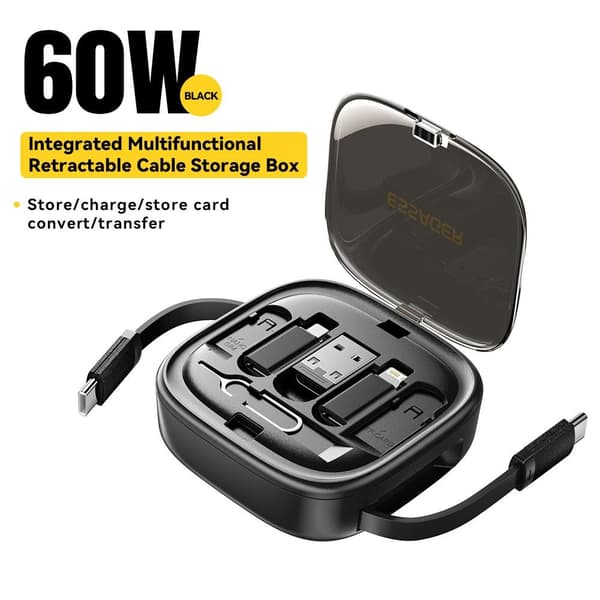 Integreret USB - C - adapterkabelsæt Opladningskabeletui Konverter Black