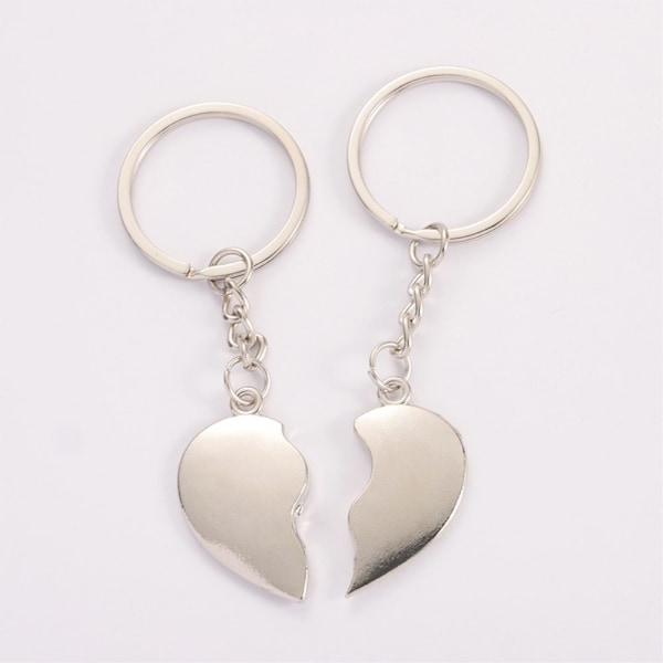 1 par kjærlighetsnøkkelringer Nøkkelring Valentines Broken heart Hearts Silver