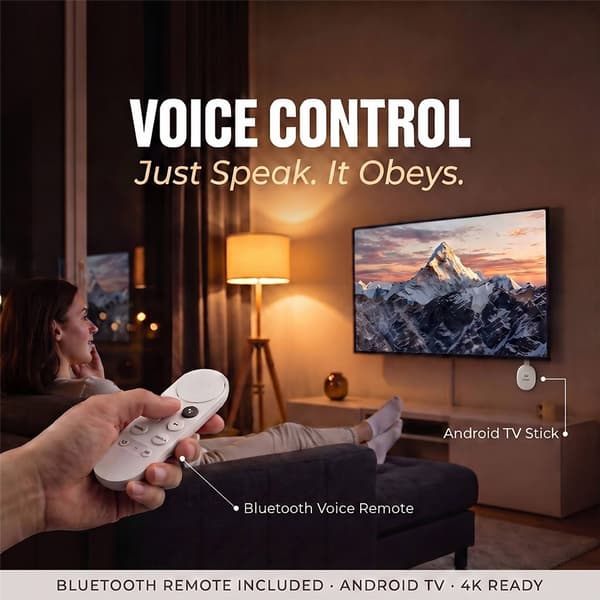 2+16GB Android TV 14.0 TV-sticka Quad-Core 4K WiFi 6 Bluetooth 5.4 fjärrkontroll Vit