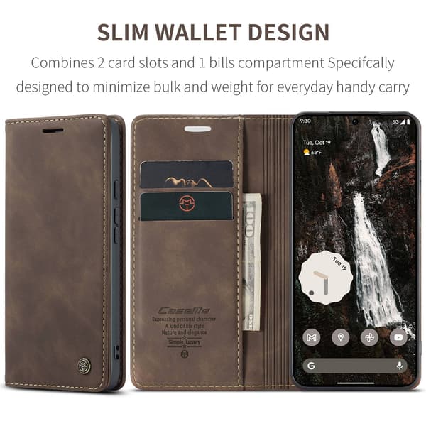 CASEME Lommebokdeksel med Stativ til Google Pixel 11 Pro XL Brown