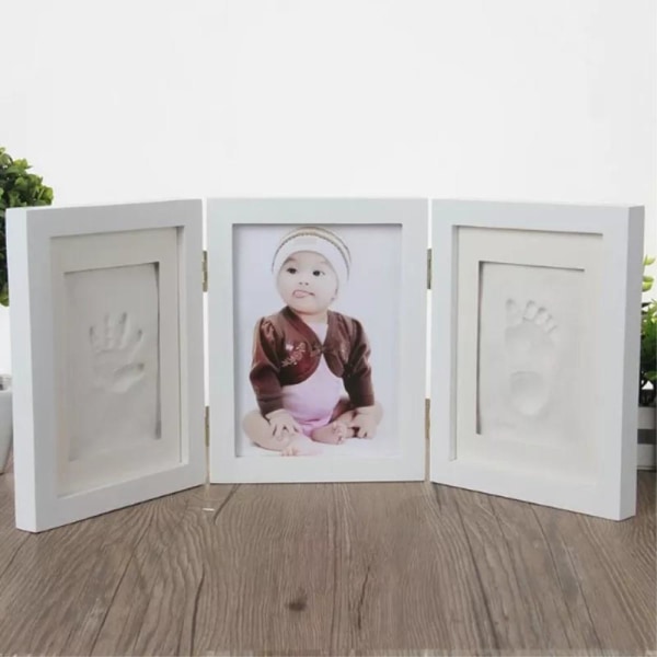 Baby Fotavtryck Handavtryck Minnesmärke för nyfödda Vit