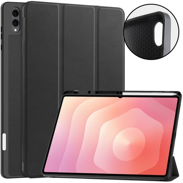 Til Samsung Galaxy Tab S12 Ultra Tri-Fold nettbrettdeksel med pennholder Black