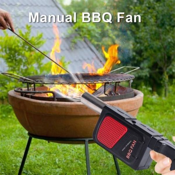 Bærbar grill Håndholdt elektrisk ventilator Luftblæser BBQ Pejsluft Black