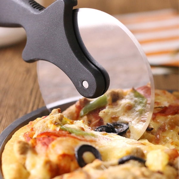 Pizzan viipalointikone Pizzan leikkausveitsi kakkutyökalu Pizzapyörä - musta Black