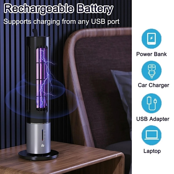 Bärbar mygglampa Uppladdningsbar Insektsfälla Mosquito Killer Bug Zapper Silver