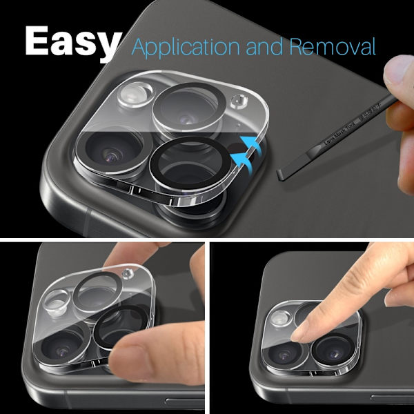 NORTHJO 2-Pack Kameralinsskydd för iPhone 16 Pro / 16 Pro Max, Härdat Glas Svart
