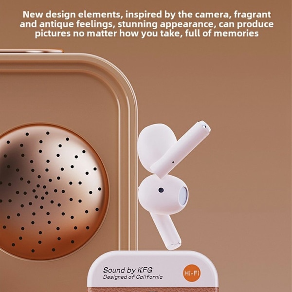 Retro Kameradesign Bluetooth hörlurar Brusreducering In-Ear Hörlurar - Brun Brun