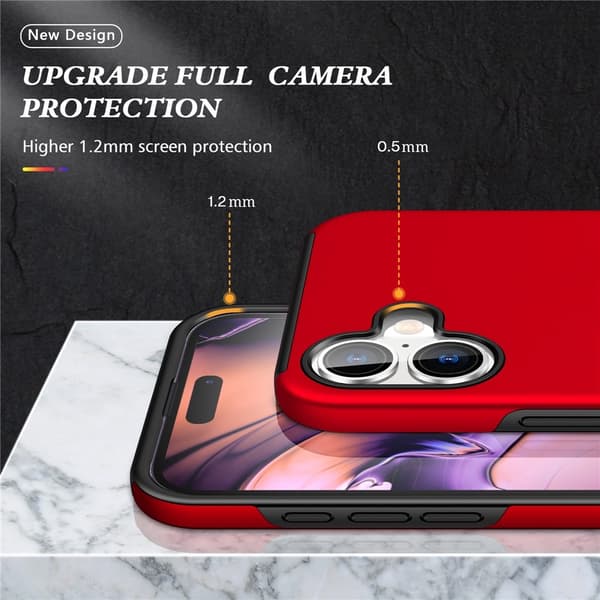 Til iPhone 17 Finger Ring Kickstand Hybrid Taske Red