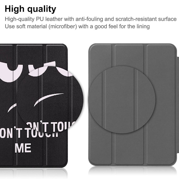 Tri-fold Stand Case for iPad 10.9 (2022) Tablet Cover Pen Holder - Don't Touch Me Black