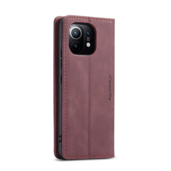 CASEME Retro Wallet Case for Xiaomi Mi 11 - Wine Red Red