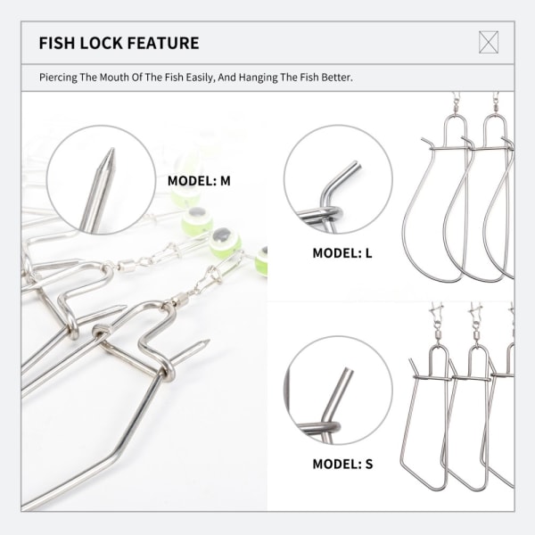 LEO Fishing Stringer Clip ruostumattomasta teräksestä Fishing Stringer Clip 7 napsautuksella Green