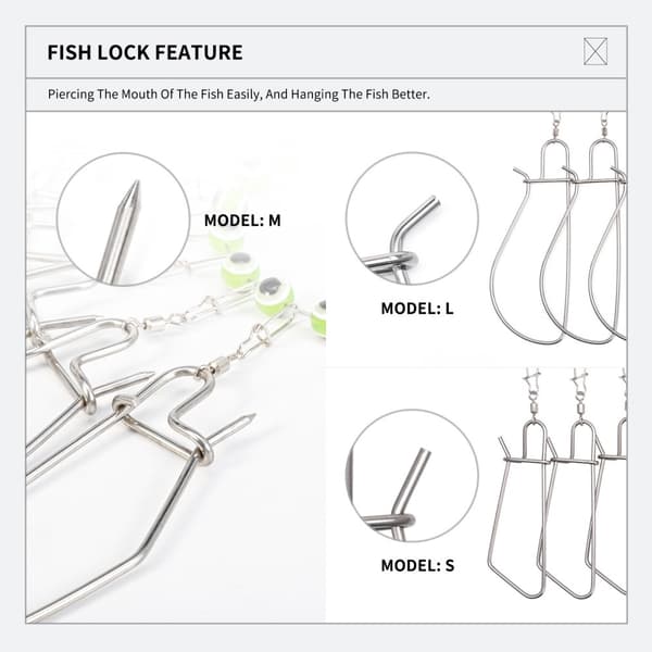 LEO Fiskspänne i rostfritt stål Fishing Stringer Clip 7 st Snaps Grön
