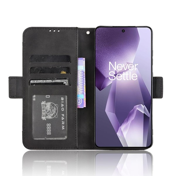 OnePlus 13R Case -lompakkokotelolle Shell Phone Case Extra Card - musta Black