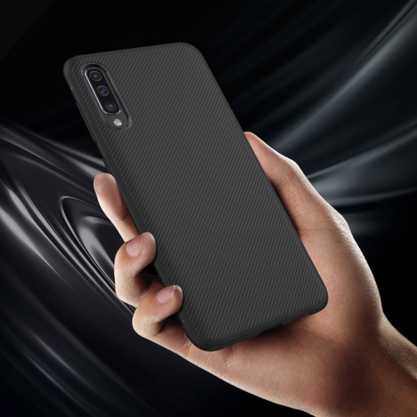 Jazz Twill Texture TPU Cover til Samsung Galaxy A50 - Sort Black