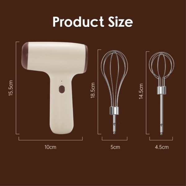 5-växlad sladdlös elektrisk handmixer Visp - Khaki Khaki
