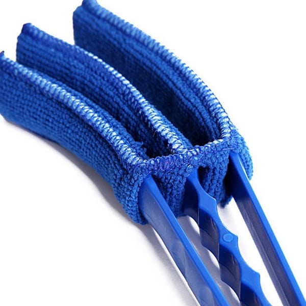 Rengjøring Air Conditioning Grille Brush Vaskbar Vent Duster med 2 tilleggsutstyr Blue