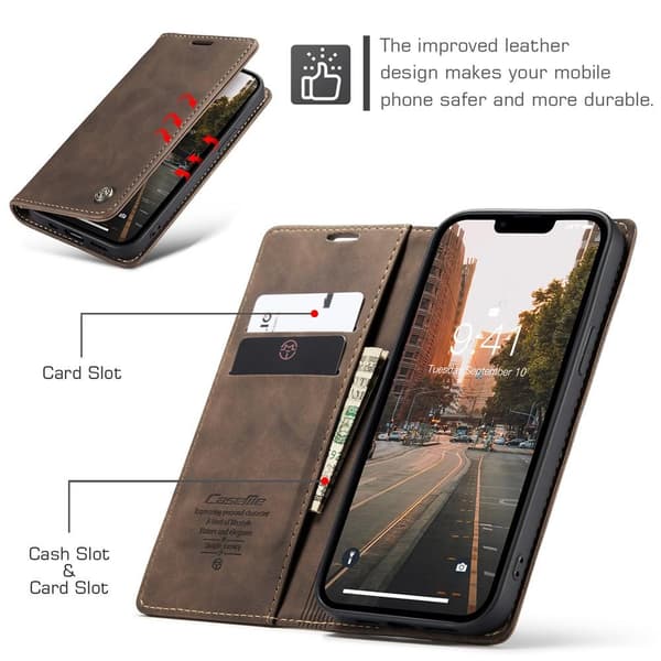 CASEME Lommebok - deksel iPhone 15 Plus - Kaffe Dark brown