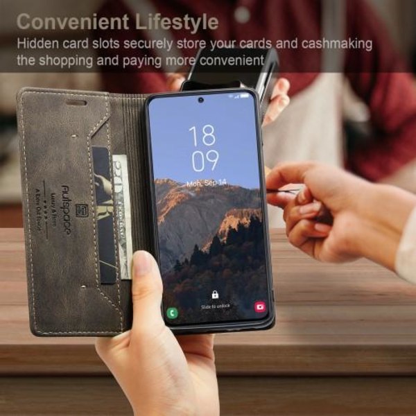 AUTSPACE A01 Lommebok-deksel Samsung Galaxy S23+ (Plus) - Kaffe Brown