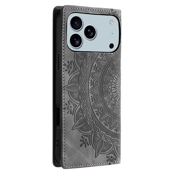 Deksel for iPhone 17 Pro Max med Magnetisk Lukking Mønsterpreget Grey