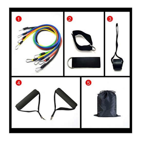 11 kpl/setti Fitness Resistance Bands -harjoittelu Kotikuntosaliharjoittelu Black