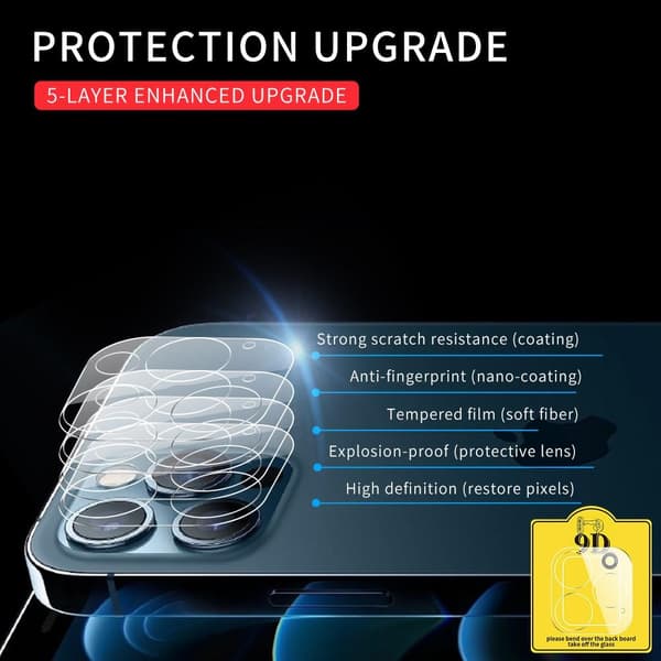 Tempered Glass Camera Lens - iPhone 12 Pro Max Transparent