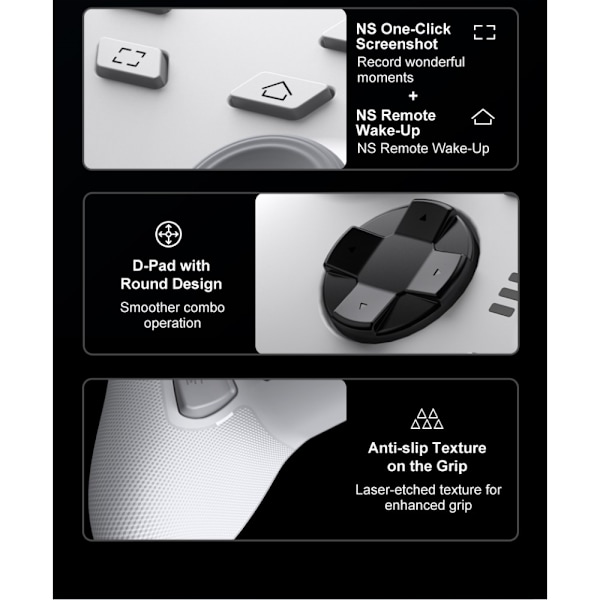 Bluetooth trådløs spilcontroller med modtager Kompatibel med Steam PC Android iOS Nintendo Switch - Hvid White