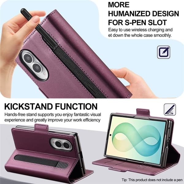 LC.IMEEKE Telefonlommebokdeksel med støtte til Samsung Galaxy Z Fold8 Purple
