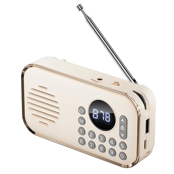 Bluetooth 5.0 FM-radio 3,5 mm ljudkabel TF-kort U Disk Beige