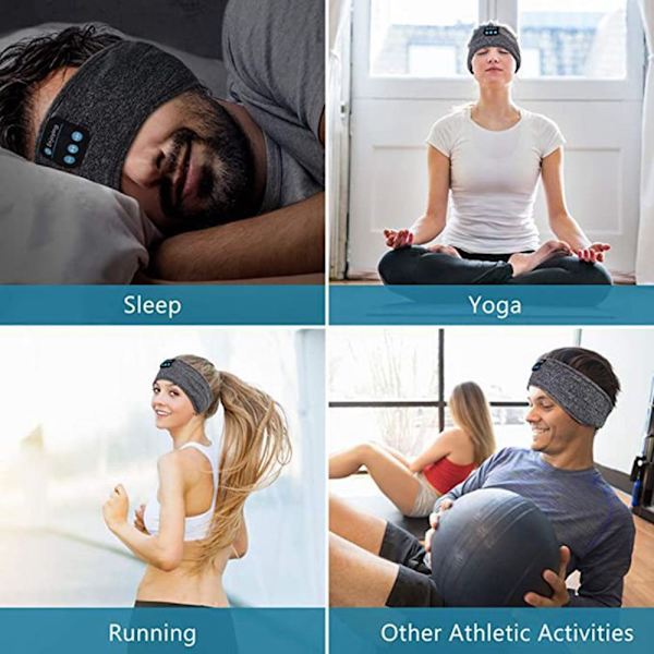 Bluetooth Sports Hodebånd Søvnhodetelefoner Musikk Øyemaske Black