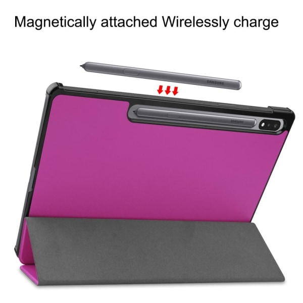 Tri-fold Stand Smart Case for Samsung Galaxy Tab S7 Plus / S8 Plus - Purple Purple