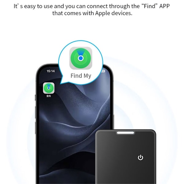 Tracker til kæledyr Bil Pung Anti-tab Bluetooth Tracker A Find My Black
