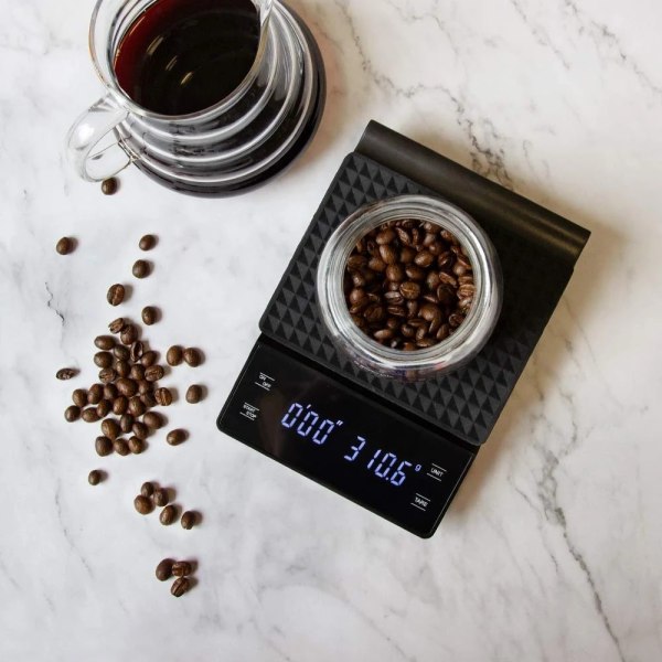 3KG digital LED coffee scale timer High precision kitchen scale Black