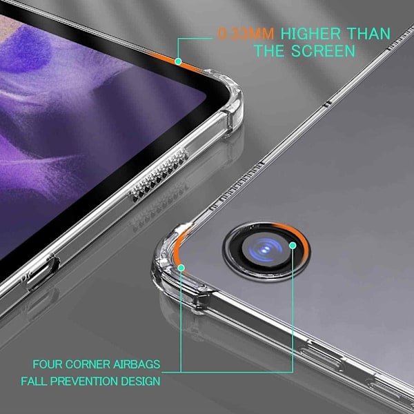 Samsung Galaxy Tab A9+ Kuori Kirkas TPU + Reunahiomattu Transparent