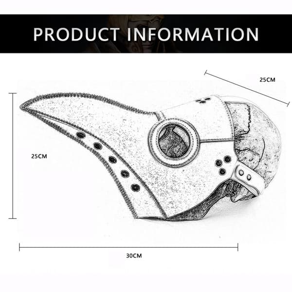 Maske Maskerade Halloween Pestdoktor Langneset Fuglenebbmaske Steampunk Black