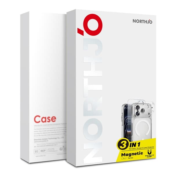 NORTHJO Magneettinen puhelinkotelosetti iPhone 18 Pro Max puhelimelle Transparent