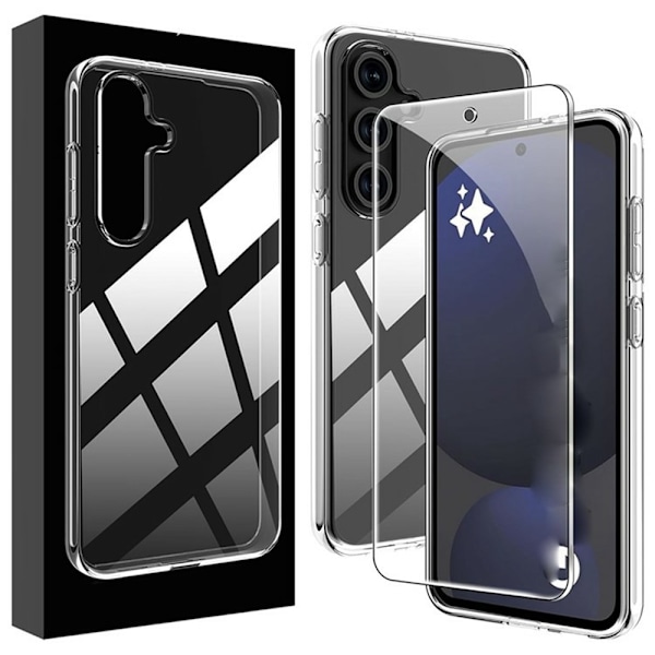 Til Samsung Galaxy A26 5G gennemsigtigt TPU mobilcover + skærmbeskytter Transparent